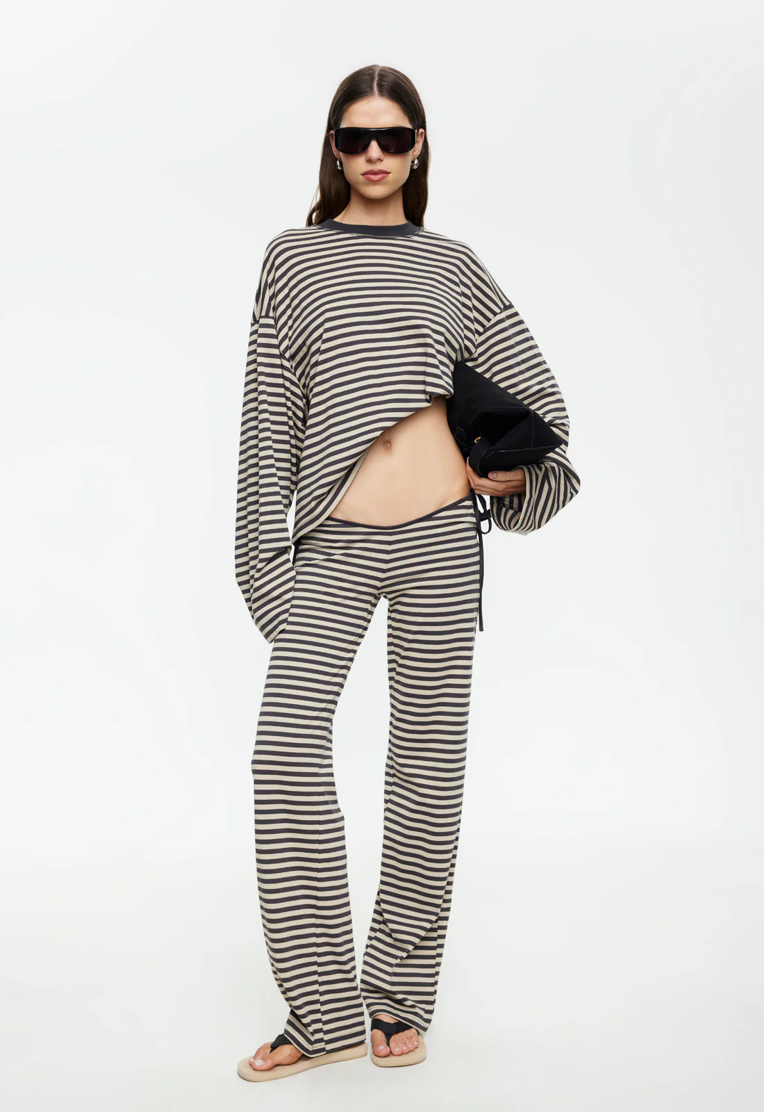 BLOOM TIE PANT - SLATE STRIPE