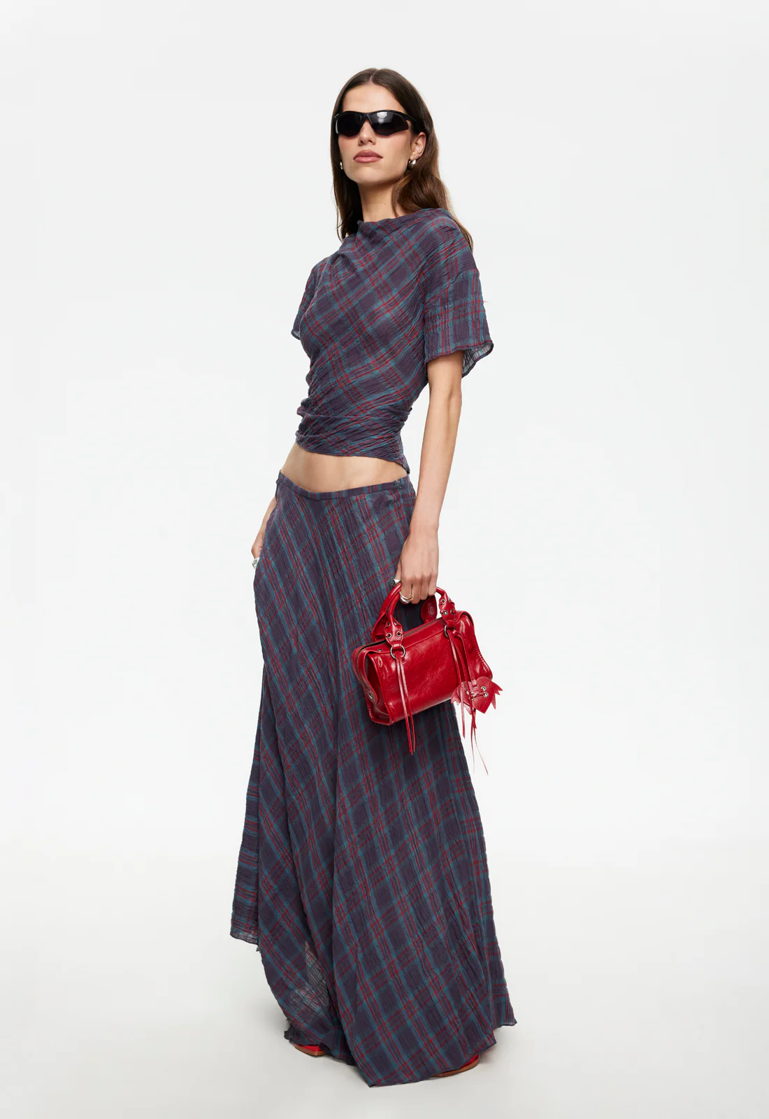 HALCYON MAXI SKIRT - JADE PLAID - Image 3