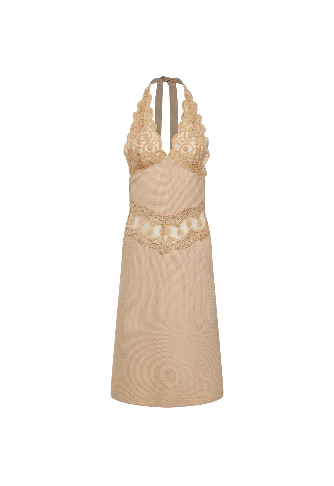 SOLANA MIDI DRESS - BEIGE PLAID - Image 5